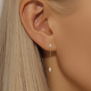 Pendientes de Plata S925 con Diseño Geométrico de Trébol, Gota de Agua, Mariposa y Borla, con Circonitas - Product Image 3