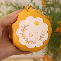 Porte-monnaie rond en forme de lapin de dessin animé, mini portefeuille portable en cuir PU avec porte-clés, sac de rangement multi-usage pour les voyages quotidiens