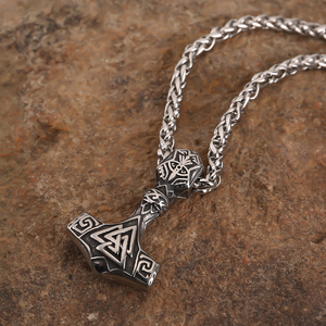 Collier Marteau de Thor Viking en Acier Inoxydable 316L, Pendentif Mjolnir <span class=keywords><strong>Mythologie</strong></span> Nordique, Bijoux Nordiques Vintage pour Cadeau - Vente en Gros - Product Image 5