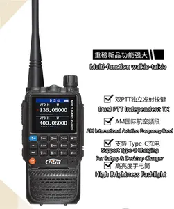 HLM-UV6R walkie talkie rádio portátil VHF/UHF original de longo alcance para rádio analógico bidirecional de alta potência em inglês de frequência dupla