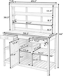 66 "grand extérieur ferme blanc en bois jardin poste <span class=keywords><strong>de</strong></span> travail 2 tiroirs armoire étagères ouvertes empotage banc pots <span class=keywords><strong>de</strong></span> fleurs jardinières - Product Image 2