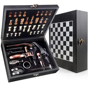 Coffret en bois pour vin, ensemble d'accessoires, tire-bouchon, ouvre-bouteille, cadeau