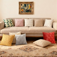 Housse de coussin carrée moderne brodée en peluche, avec noyau amovible et fermeture éclair lavable, sensation haut de gamme pour baies vitrées et salons