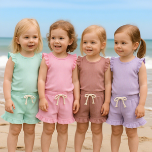 <span class=keywords><strong>Vestiti</strong></span> per bambini set di abbigliamento per ragazze 2 pezzi con volant top + pantaloncini 1-6 anni <span class=keywords><strong>vestiti</strong></span> <span class=keywords><strong>estivi</strong></span> per bambini set di abbigliamento per ragazze - Product Image 1