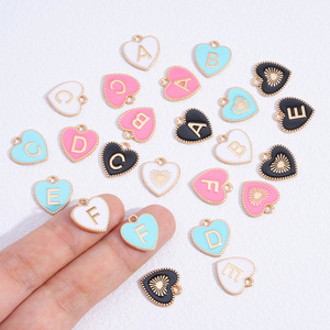 Breloque initiale double face en forme de lettre, pendentifs alphabet A-Z, breloque en forme de <span class=keywords><strong>c</strong></span>œur pour la fabrication de bijoux, accessoires de bijouterie DIY, 16*15mm - Product Image 3