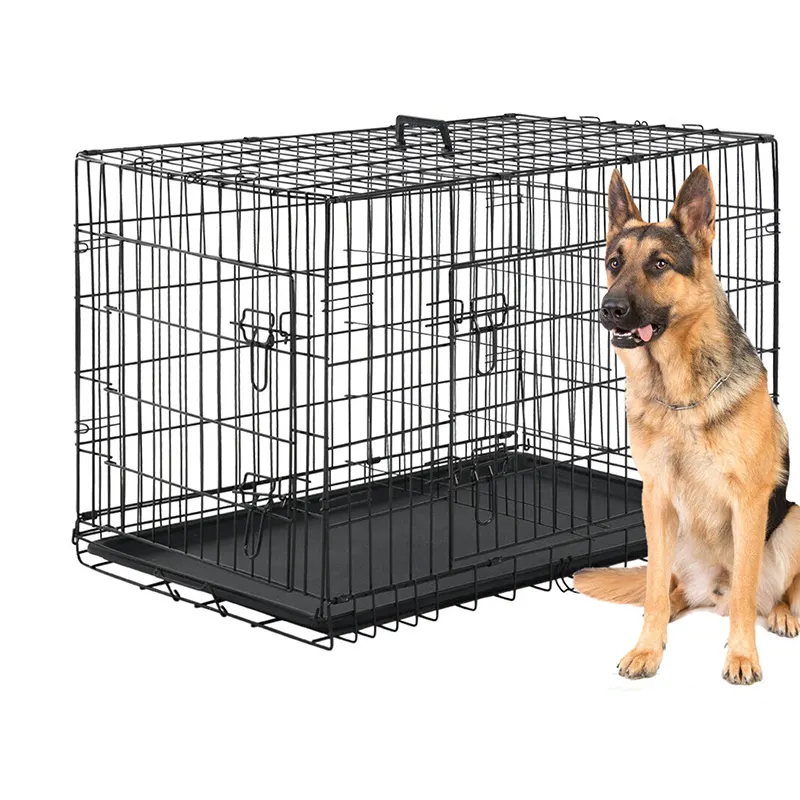 Cuccia per cani Extra Large gabbia per animali domestici pieghevole da 48 "in metallo con 2 porte e vassoio XXXL