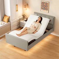 Cadre de lit électrique intelligent à bascule réglable, lit inclinable multifonctionnel avec tête de lit rembourrée, mobilier de chambre à coucher
