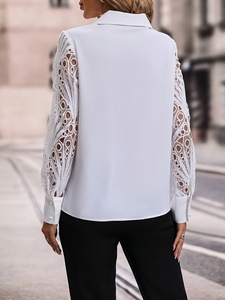 Blusa Elegante <span class=keywords><strong>de</strong></span> Mujer con Encaje Blanco y Manga Farol, Abotonada, Colección Primavera Verano 2026, Venta al por Mayor - Product Image 3