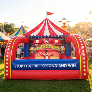 WINSUN Circus Inflatable Time Stop Game Tent Red White Striped With Electronic <b>Timer</b> For Carnival Fair Party Rental Commercial - Product Image 1