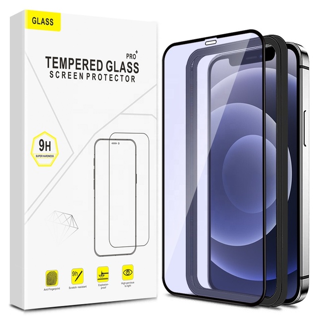 9H Anti Blue Ray Light Screen Protector Tempered Glass for IPhone12 13 14 15 16 Pro Max Plus Protective Film with Installation