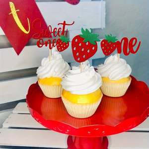 8 Adornos Rojos de Fresa para <span class=keywords><strong>Pastel</strong></span> de Primer <span class=keywords><strong>Cumpleaños</strong></span>, Decoraciones para <span class=keywords><strong>Pastel</strong></span> de <span class=keywords><strong>Cumpleaños</strong></span> Infantil, Primer <span class=keywords><strong>Cumpleaños</strong></span> de Niña, Decoraciones para <span class=keywords><strong>Pastel</strong></span> de Baby Shower - Product Image 2