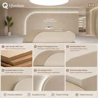Comptoir d'accueil écologique en MDF à panneaux cannelés avec base lumineuse LED et armoire de rangement pour salon de beauté et usage commercial