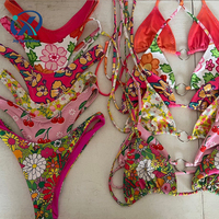 Bikini Floral Premium Dua Potong Pakaian Renang Kustom Dengan Logo Pakaian Mandi Berkualitas Tinggi Pemasok Pakaian Pantai
