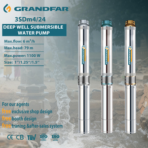 GRANDFAR 3 Inch 1.1kW 1.5HP 6m/h 79m High Stainless <b>Submersible</b> Deep Well Water <b>Pump</b> 3SDm4/24 High Delivers Ultra-high - Product Image 1