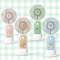 Nouveau Mini Ventilateur Portable 2026 Rechargeable USB avec Support Téléphone, 3 Vitesses, 300mAh, Design Cartoon Mignon