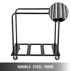 Jh-mech – support de Table pliante noir pour Tables rondes de 60 pouces, cadre en acier robuste, roulettes roulantes, chariot de chaise pliante - Product Image 2