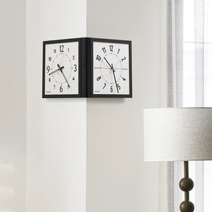 Reloj de pared de doble cara, rectangular, funciona con pilas, movimiento de cuarzo, para sala de estar - Product Image 3
