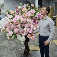Centre de table de luxe pour anniversaire, arbre de fleurs artificielles roses, arbre de cerisier en soie, décoration de fête durable