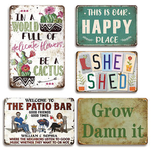 Juego de Letreros Metálicos Variados para Decoración del Hogar, Estilo 'Be a Cactus Happy Place', para Patio, Bar, Jardín, Arte Mural - Product Image 1