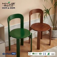 2026 MYUZ OEM Lot de 4 chaises de salle à manger à dossier rond style Mid-Century en bois massif pour salon