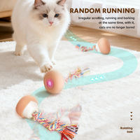 Jouet électrique intelligent pour chat à double fonction : balle roulante et corde à mâcher, balle roulante pour animaux de compagnie à changement de direction automatique, balle à rotation automatique