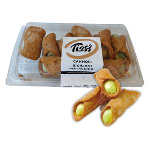 Cannoli siciliens à la pistache Tissi, forme cylindrique, pâtisserie fraîche réfrigérée, boîte Sapor Veri 180g x 6 pièces - Product Image 1