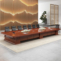 Conjunto de Mesa y Sillas de Conferencia de Madera, Mesa de Reuniones Ejecutiva para 16 Personas con Tomacorriente, Muebles de Oficina de Lujo