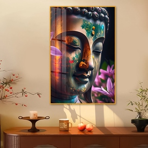 Cuadro de Papel con Marco de Porcelana de Cristal con Diseño de Buda Sereno en Acuarela, Arte Espiritual <span class=keywords><strong>para</strong></span> Pared, Ideal <span class=keywords><strong>para</strong></span> Sala de Meditación o Dormitorio - Product Image 1
