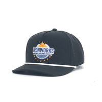 Hoge kwaliteit 5-panel zwarte pet met geborduurd logo en witte koord voor heren en dames