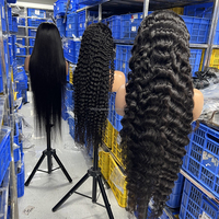 Perruques Lace Front en Cheveux Humains Naturels Sans Colle 13*4 Cheveux Brésiliens Bruts Ondulés Pré-Pluckés Perruques Frontales HD pour Femmes Noires