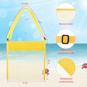 Bolsa de playa de malla barata con cordón, bolsa de malla plegable para piscina, equipaje de playa, almacenamiento de arena para juguetes, bolsa de malla para juguetes de playa para niños, para gimnasio - Product Image 4