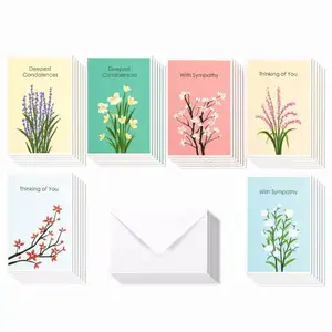 Cartas de sipathy, cartas de condolência, pensamento de você-cartas em branco mais barato bolha bolha menor tamanho metálico c6 envelop personalizado