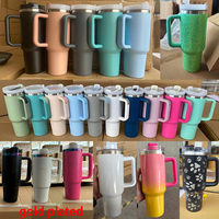 Thermos en acier inoxydable avec poignée, 1,2 L (40 oz), motif léopard doré, 1000 ml, isolé sous vide, pour café, thé, yerba mate