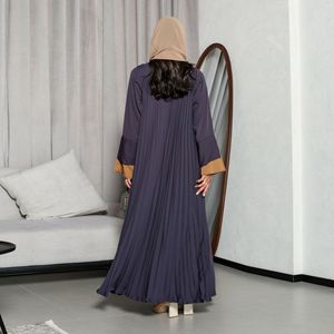 Al por mayor: Abaya tipo kimono abierto con falda plisada de terciopelo, túnica marroquí informal, patchwork, manga larga, Jalabiya étnica para <span class=keywords><strong>mujer</strong></span> musulmana - Product Image 4
