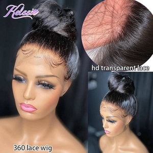 Pelucas de cabello humano para mujer, 360 de encaje transparente, sin pegamento, 360 de encaje Frontal, la mejor peluca China de onda recta - Product Image 4