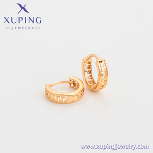 S00141127 و Xuping رخيصة سعر أسبوعي صفقة النحاس مجوهرات الأطفال 18K الذهب اللون سور نمط الجوف خارج أقراط هوجي - Product Image 4