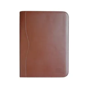 Crazy Horse Leather Padfolio Leather Pad Portfolio Laserable Leatherette Portfolio With Zipper