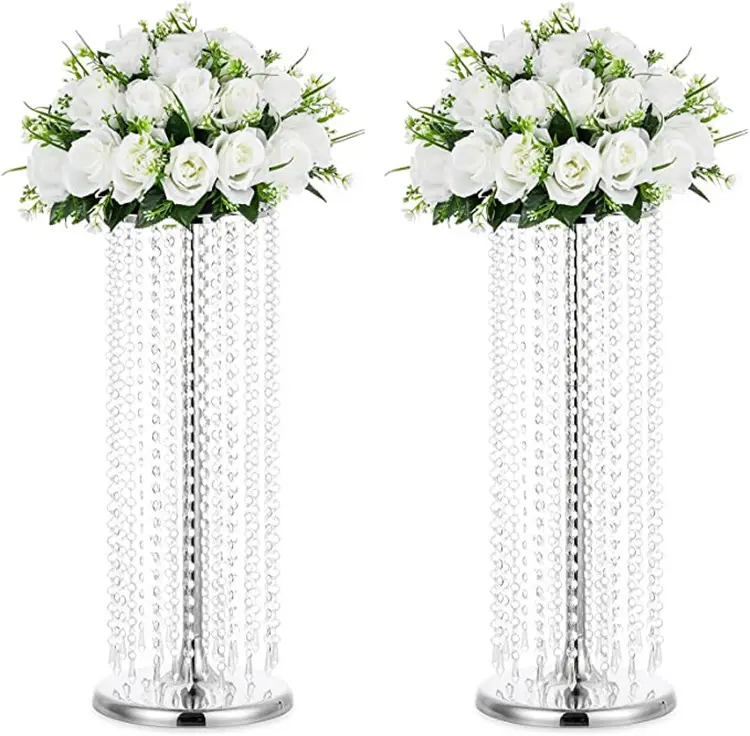 Soporte de acrílico para mesa de boda, exquisito soporte de cuentas de cristal de plomo para mesa de boda, candelabro, florero