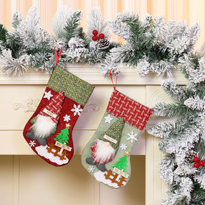 New <b>large</b> Christmas stockings, 3D Christmas linen stockings with a faceless old man <b>doll</b>, candy bag/gift bag - Product Image 3