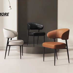 <span class=keywords><strong>Chaise</strong></span> de Salle à Manger Moderne en Cuir Véritable avec Pieds en Métal <span class=keywords><strong>Noir</strong></span> ou <span class=keywords><strong>Beige</strong></span> pour Hôtels, Restaurants, Maisons <span class=keywords><strong>et</strong></span> Spas Élégants - Product Image 3