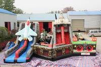 WINUSN Giant Rush, Circuito de Obstáculos Inflable, Circuito de Obstáculos Warcraft con Avión y Tanque