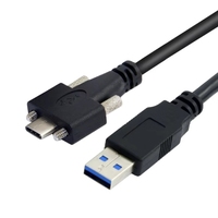 Kabel USB Industri Wavelink Panel Mount USB A ke USB C Tipe C dengan Kabel Data Pengunci Sekrup Ganda