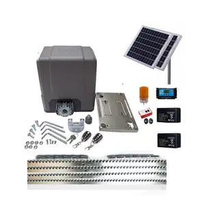 Solar Power 800kg Electric Sliding Gate Motor Gear Operator with solar panel warning light battery inside sensor charge and rack