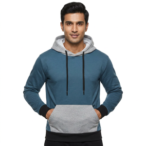 Dernier design – Sweat à capuche épais personnalisé unisexe en coton, style streetwear, coupe oversize avec capuche en fourrure pour homme, couleur bleue - Product Image 1
