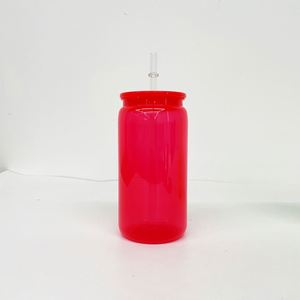 Kids Children Shaped Neon Colored Beer Cups Fluorescent Color 16Oz Plastic Acrylic Soda Can - Product Image 3
