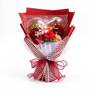 Bouquet <span class=keywords><strong>de</strong></span> fleurs <span class=keywords><strong>de</strong></span> <span class=keywords><strong>savon</strong></span> doux en forme <span class=keywords><strong>de</strong></span> cœur, boules <span class=keywords><strong>de</strong></span> <span class=keywords><strong>bulles</strong></span> en amidon <span class=keywords><strong>de</strong></span> maïs, coffret cadeau avec ruban perlé pour la Saint-Valentin, la fête des Mères, la remise des diplômes - Product Image 1