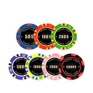 Atacado fichas 24 pcs-Yh novo design rfid tricolor coroa chips conjunto atacado chips de poker com logotipo personalizado