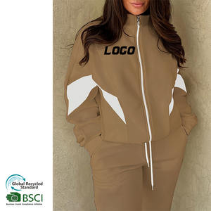 Survêtement à fermeture éclair pour <span class=keywords><strong>femme</strong></span> Gym Wears for Ladies Gym Fitness Sets Brand Women's Fitted Female Tracksuit Set - Product Image 2