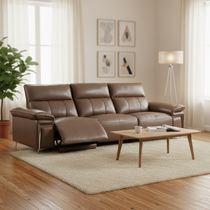 Hersteller 3-Sitzer Brauner Leder-Relaxsessel mit elektrischer Verstellung, Smart <span class=keywords><strong>Recliner</strong></span>, Elektrischer Sofasessel für Wohnzimmer, Hotels, Apartments - Product Image 1