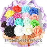 Bunga Mawar Plastik Buatan Tangan Murah 4.5cm Bunga Artifisial Kecil untuk Thanksgiving & Wisuda DIY Karangan Bunga Dessert 200 Pcs